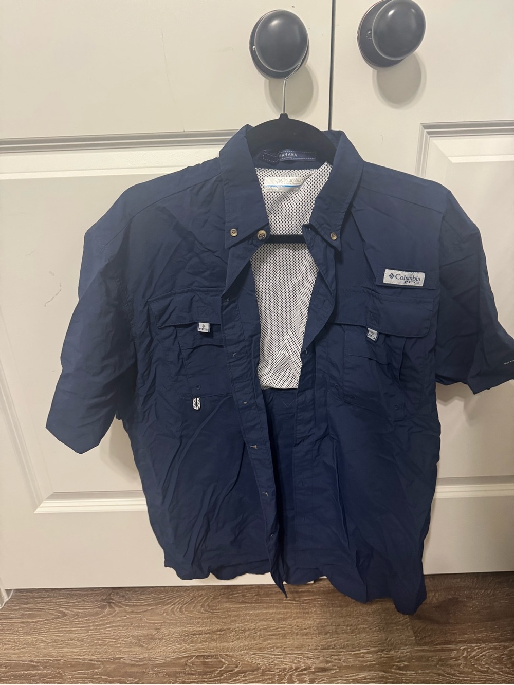 Columbia Lennox Navy Shirt with White Embroidered Logo Fishing Shirt